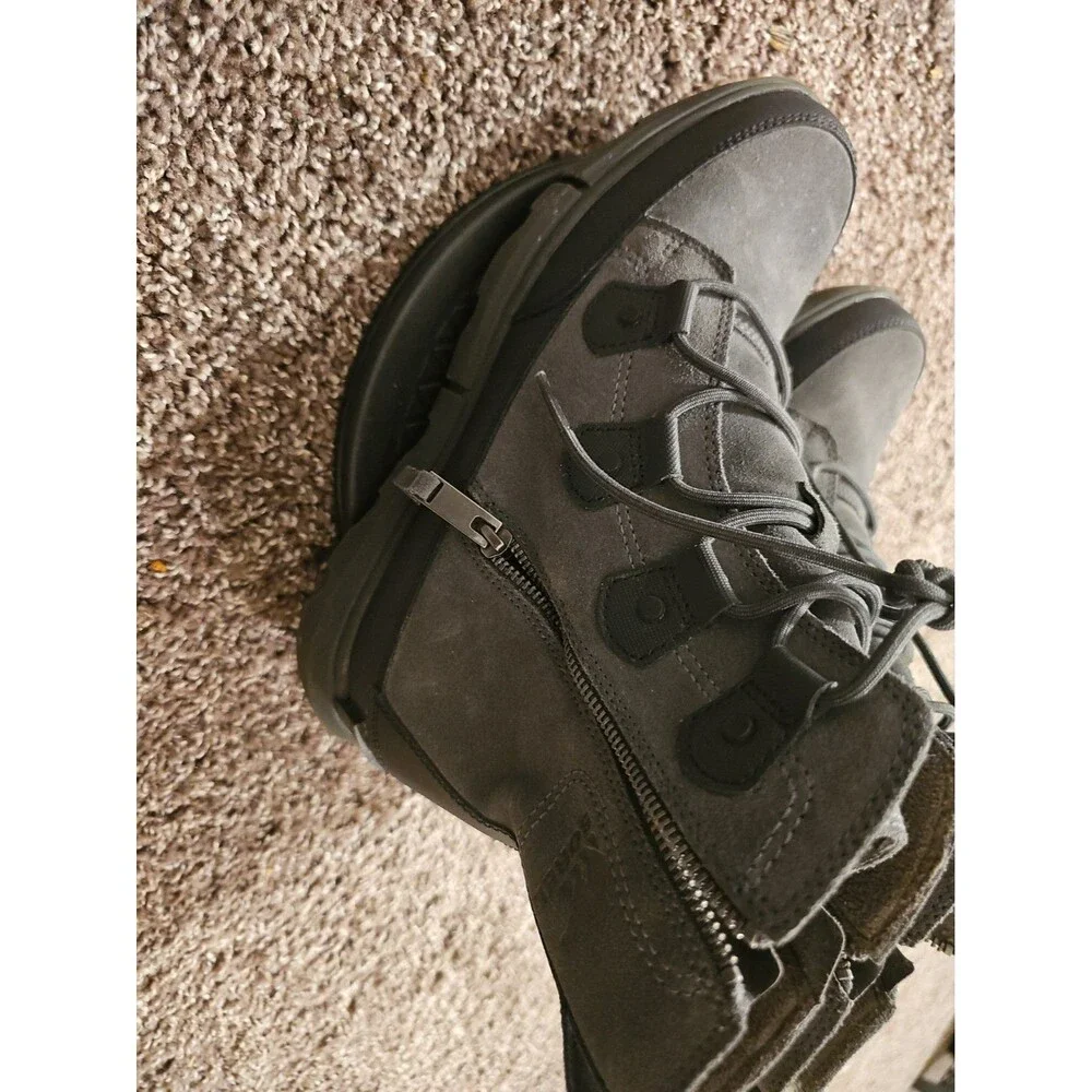 Sorel Explorer Waterproof Boots Mens Size 10 Lace Up Gray Suede Black Rubber
